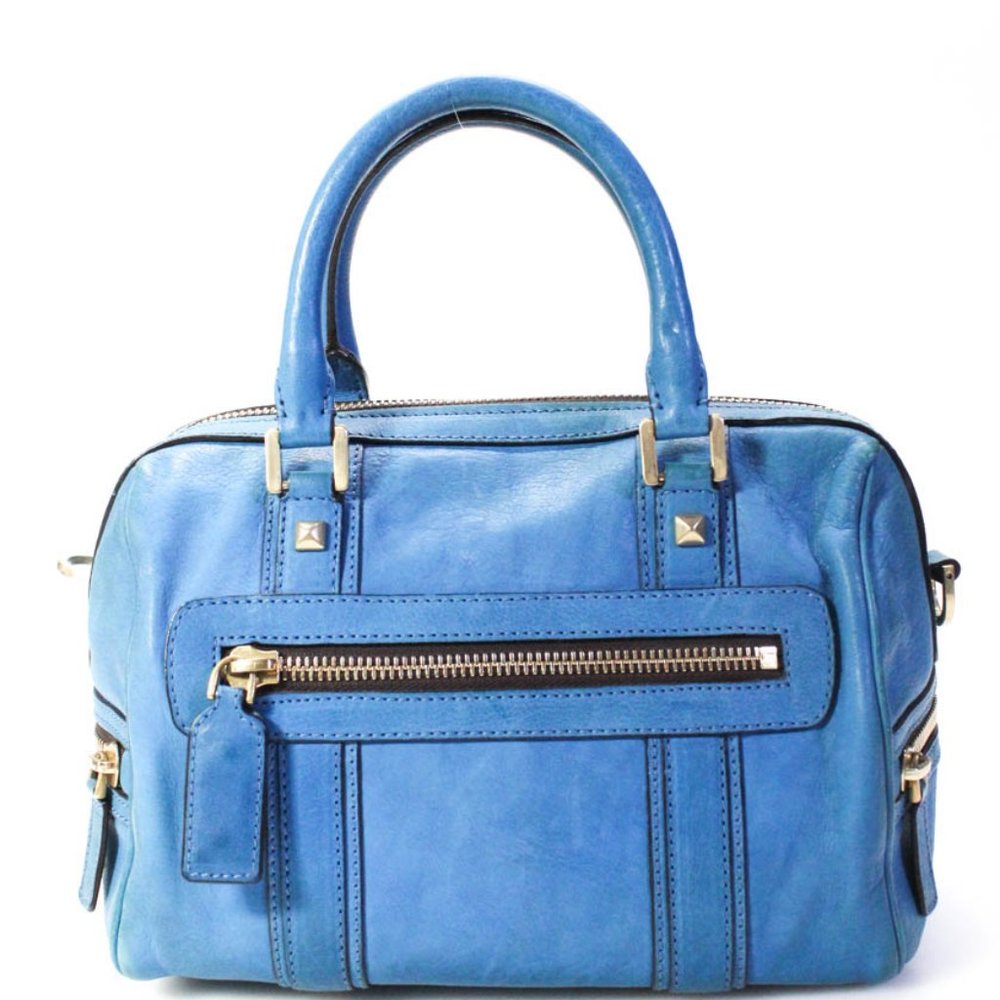 Emilio Pucci Womens Leather Handbag Blue, New